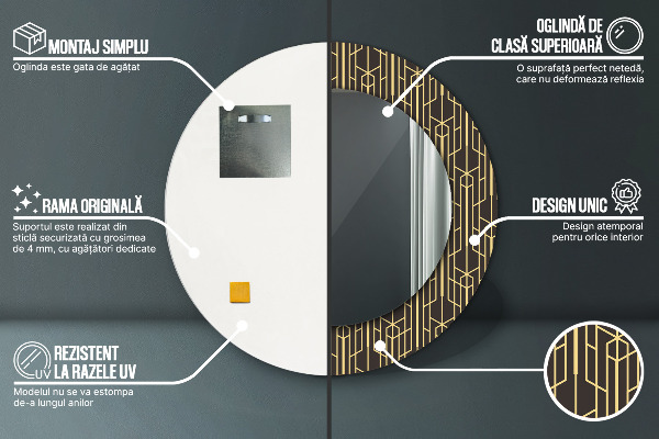 Espejo redondo con decoración Abstracto