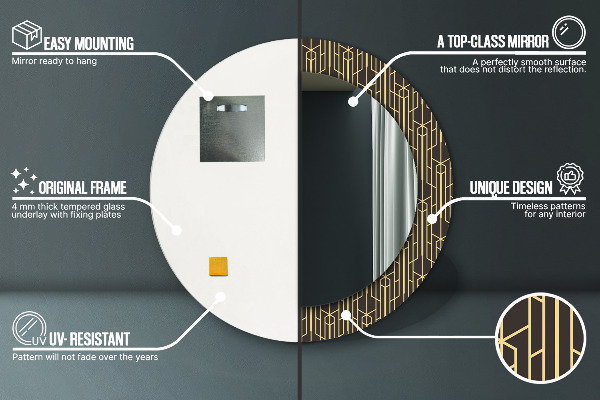 Espejo redondo con decoración Abstracto