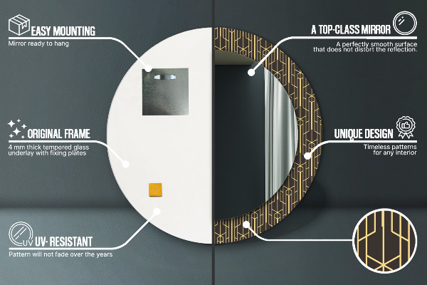 Espejo redondo con decoración Abstracto