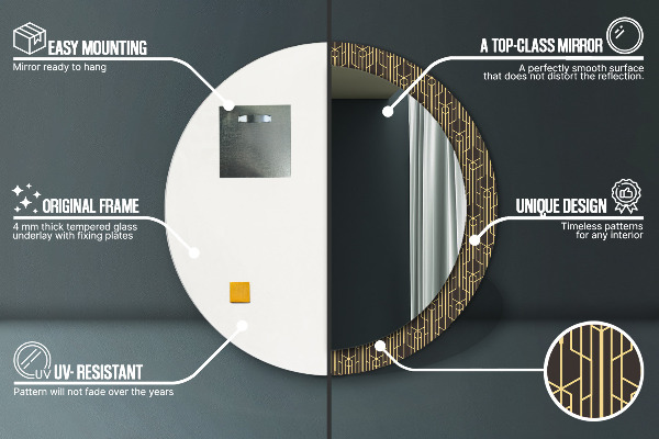 Espejo redondo con decoración Abstracto