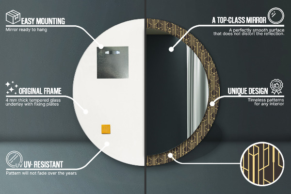 Espejo redondo con decoración Abstracto