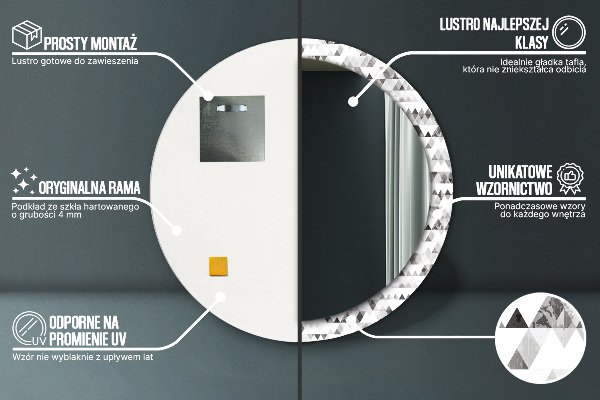 Espejo redondo impreso decorativo redondo Triangulo arcoiris