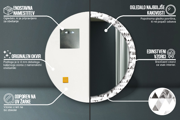 Espejo redondo impreso decorativo redondo Triangulo arcoiris