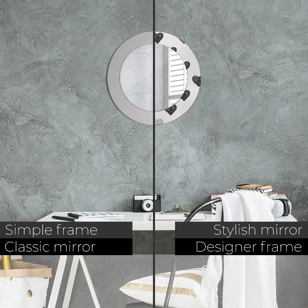 Espejo redondo marco estampado Corazones abstractos