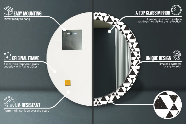 Espejo redondo marco estampado Triángulos de geometría