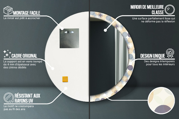 Espejo redondo con decoración Círculos geométricos