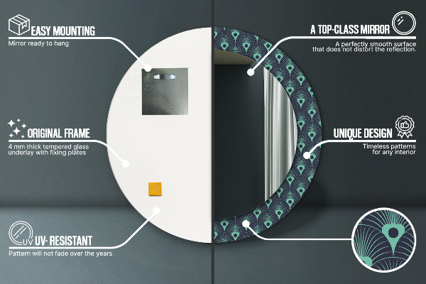 Espejo redondo impreso decorativo redondo Patrón floral