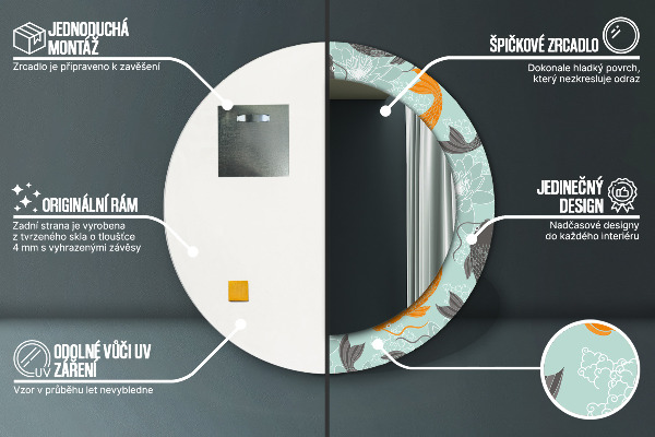 Espejo redondo marco estampado Carpa china