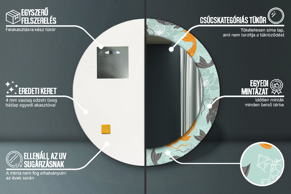 Espejo redondo marco estampado Carpa china