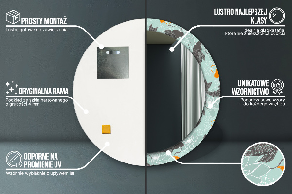 Espejo redondo marco estampado Carpa china