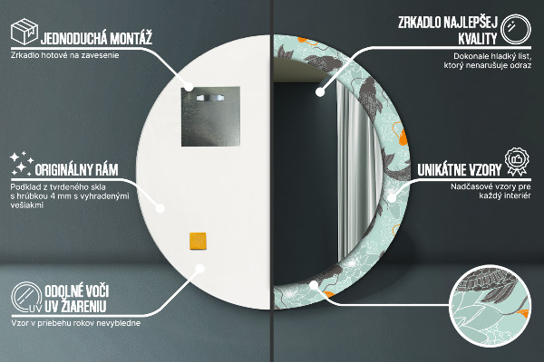 Espejo redondo marco estampado Carpa china