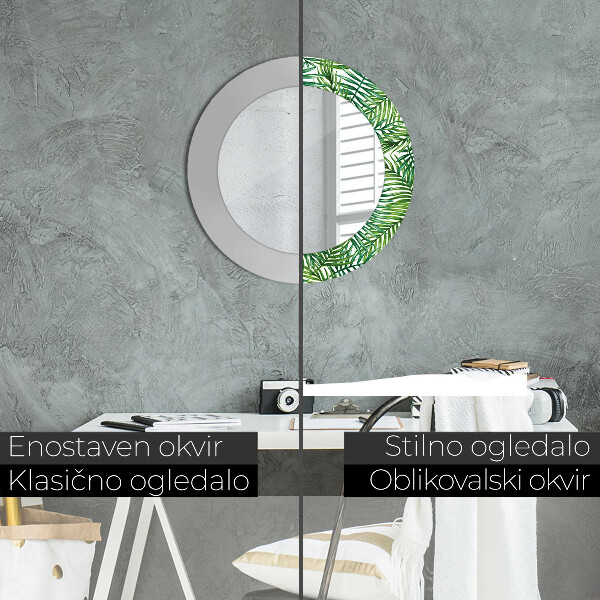 Espejo redondo impreso decorativo redondo Palmeras tropicales