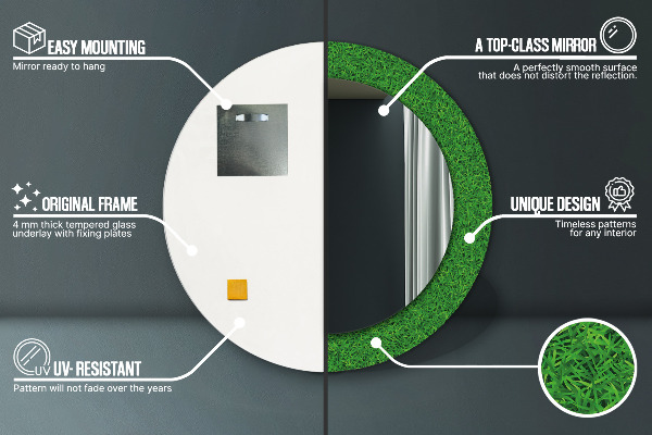 Espejo redondo con decoración Césped verde