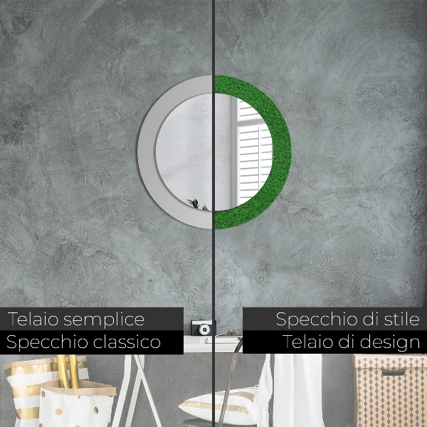 Espejo redondo con decoración Césped verde