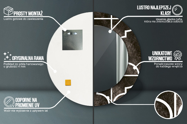 Espejo redondo marco con estampado decorativo Azulejos antiguos