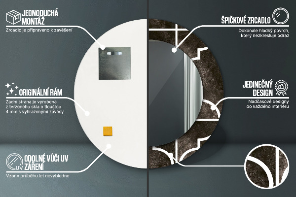 Espejo redondo marco con estampado decorativo Azulejos antiguos