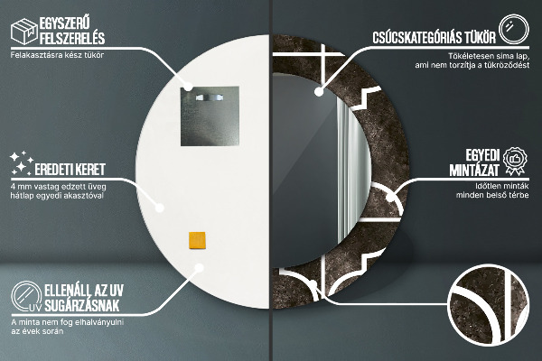 Espejo redondo marco con estampado decorativo Azulejos antiguos