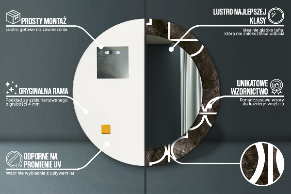 Espejo redondo marco con estampado decorativo Azulejos antiguos