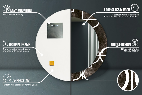 Espejo redondo marco con estampado decorativo Azulejos antiguos