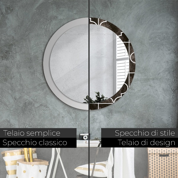 Espejo redondo marco con estampado decorativo Azulejos antiguos
