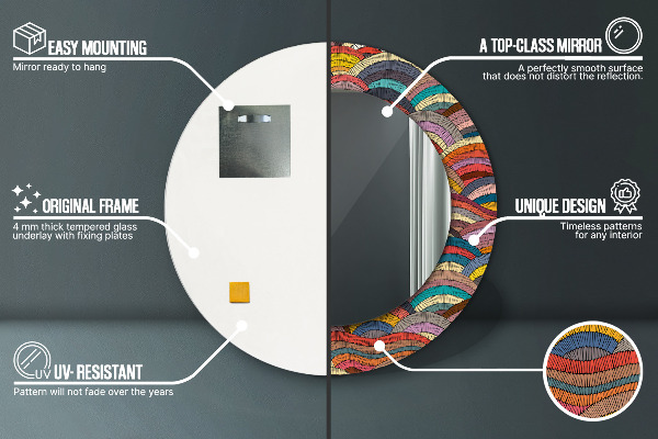 Espejo redondo con decoración Adorno bohemio