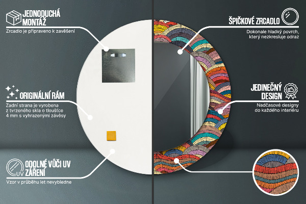 Espejo redondo con decoración Adorno bohemio