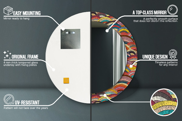 Espejo redondo con decoración Adorno bohemio