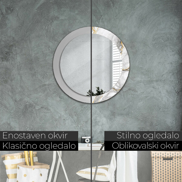 Espejo redondo con decoración Mármol de oro blanco