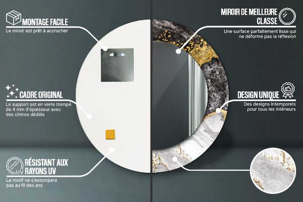 Espejo redondo con decoración Mármol y oro