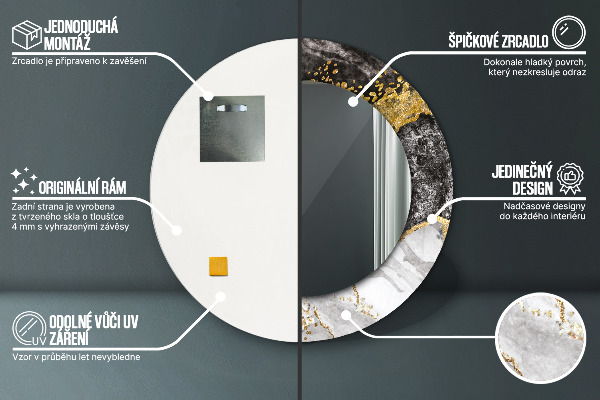 Espejo redondo con decoración Mármol y oro