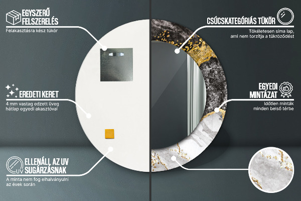 Espejo redondo con decoración Mármol y oro