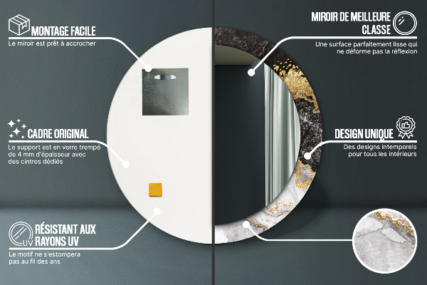 Espejo redondo con decoración Mármol y oro