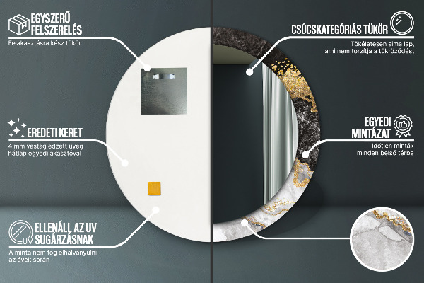 Espejo redondo con decoración Mármol y oro