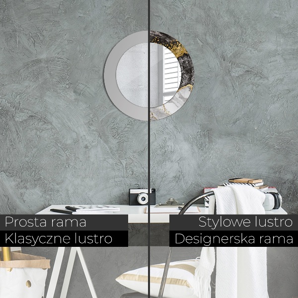 Espejo redondo con decoración Mármol y oro