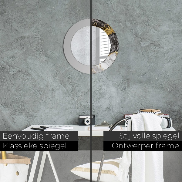 Espejo redondo con decoración Mármol y oro