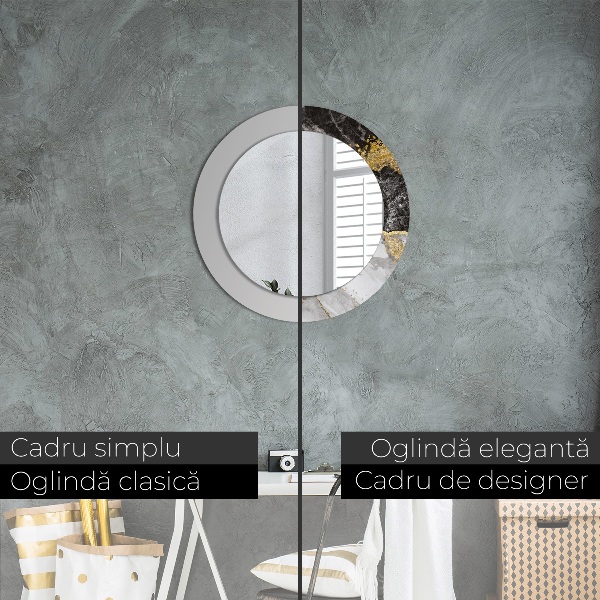 Espejo redondo con decoración Mármol y oro