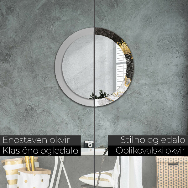 Espejo redondo con decoración Mármol y oro