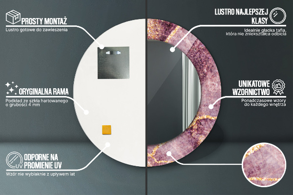 Espejo redondo impreso decorativo redondo Mármol con la adición de oro