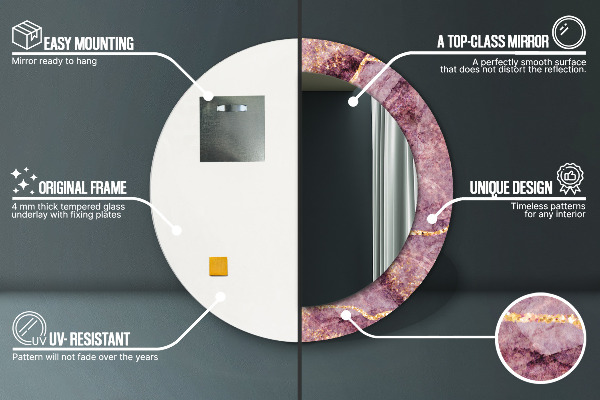 Espejo redondo impreso decorativo redondo Mármol con la adición de oro