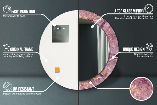 Espejo redondo impreso decorativo redondo Mármol con la adición de oro