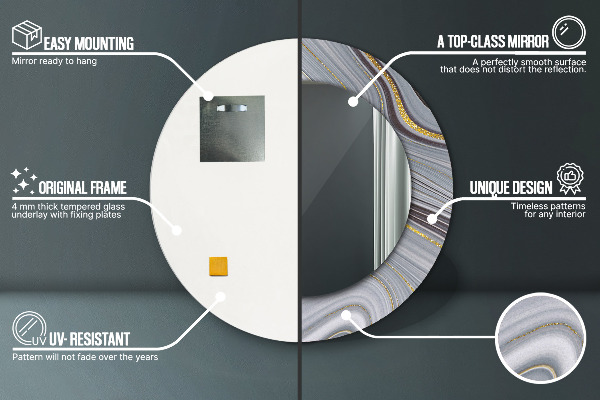 Espejo ścienne decorativo redondo Mármol gris