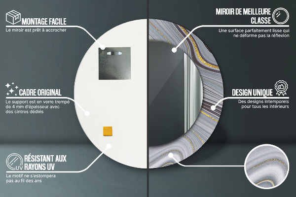 Espejo ścienne decorativo redondo Mármol gris