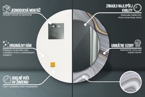 Espejo ścienne decorativo redondo Mármol gris