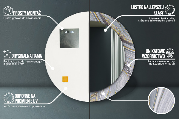 Espejo ścienne decorativo redondo Mármol gris