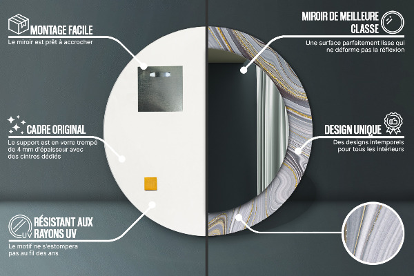Espejo ścienne decorativo redondo Mármol gris