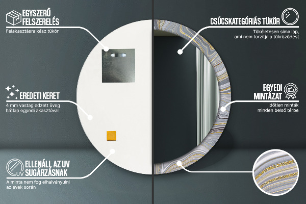 Espejo ścienne decorativo redondo Mármol gris