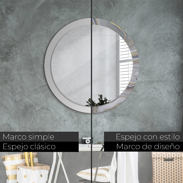 Espejo ścienne decorativo redondo Mármol gris