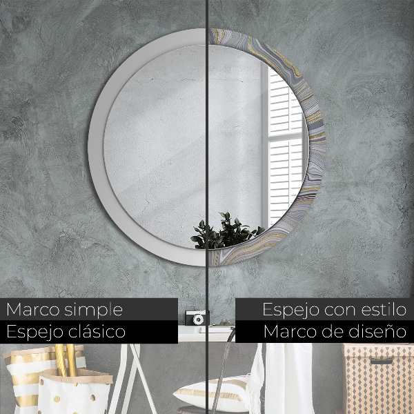 Espejo ścienne decorativo redondo Mármol gris