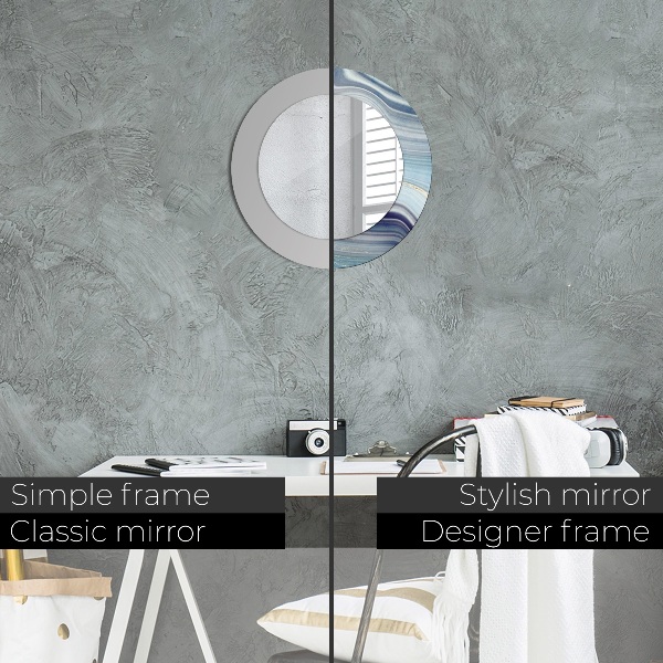 Espejo redondo impreso decorativo redondo Mármol azul