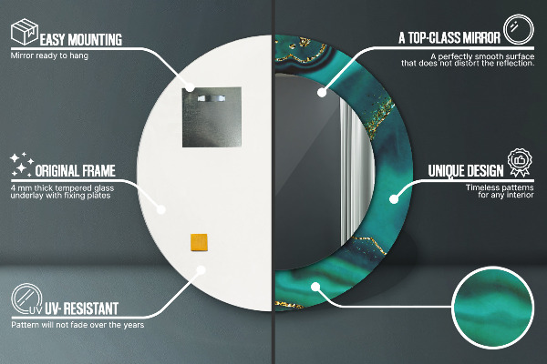 Espejo redondo marco estampado Mármol esmeralda